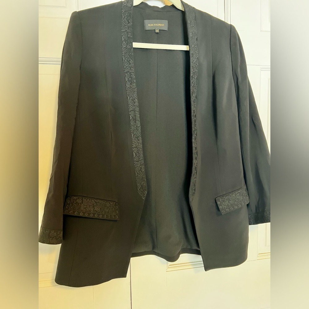 Kobi Halperin Rosalie Embellished Blazer Black Open Front Size M - Picture 5 of 9